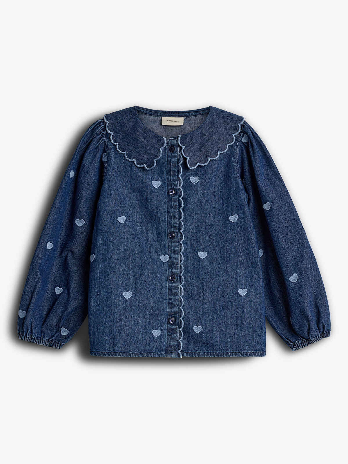 Jeanshemd mit Stickerei - Dark Blue Denim with Blue Heart | 100178 Debbie