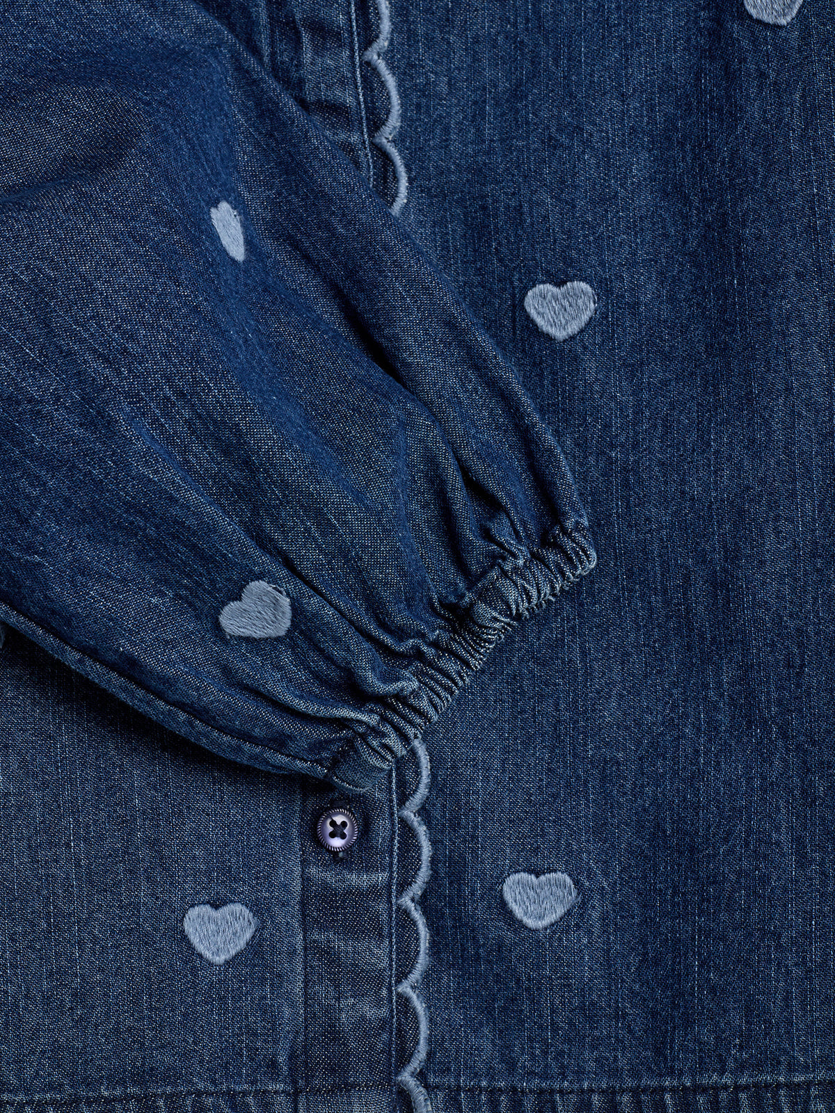 Jeanshemd mit Stickerei - Dark Blue Denim with Blue Heart | 100178 Debbie