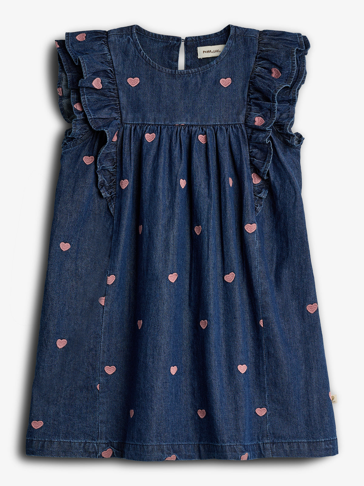 Jeanskleid mit Stickerei - Dark Blue Denim with Rose Heart | 100184 Debbie