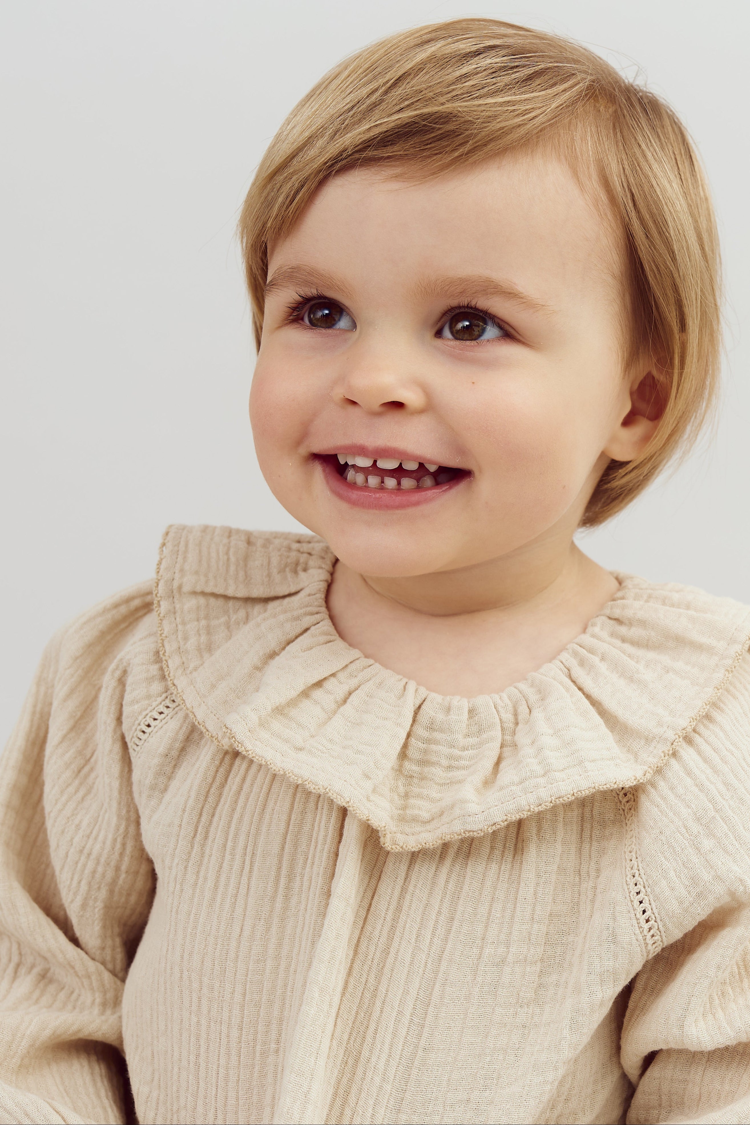 Musselinkragenbluse - Light Beige | 100237 Ella