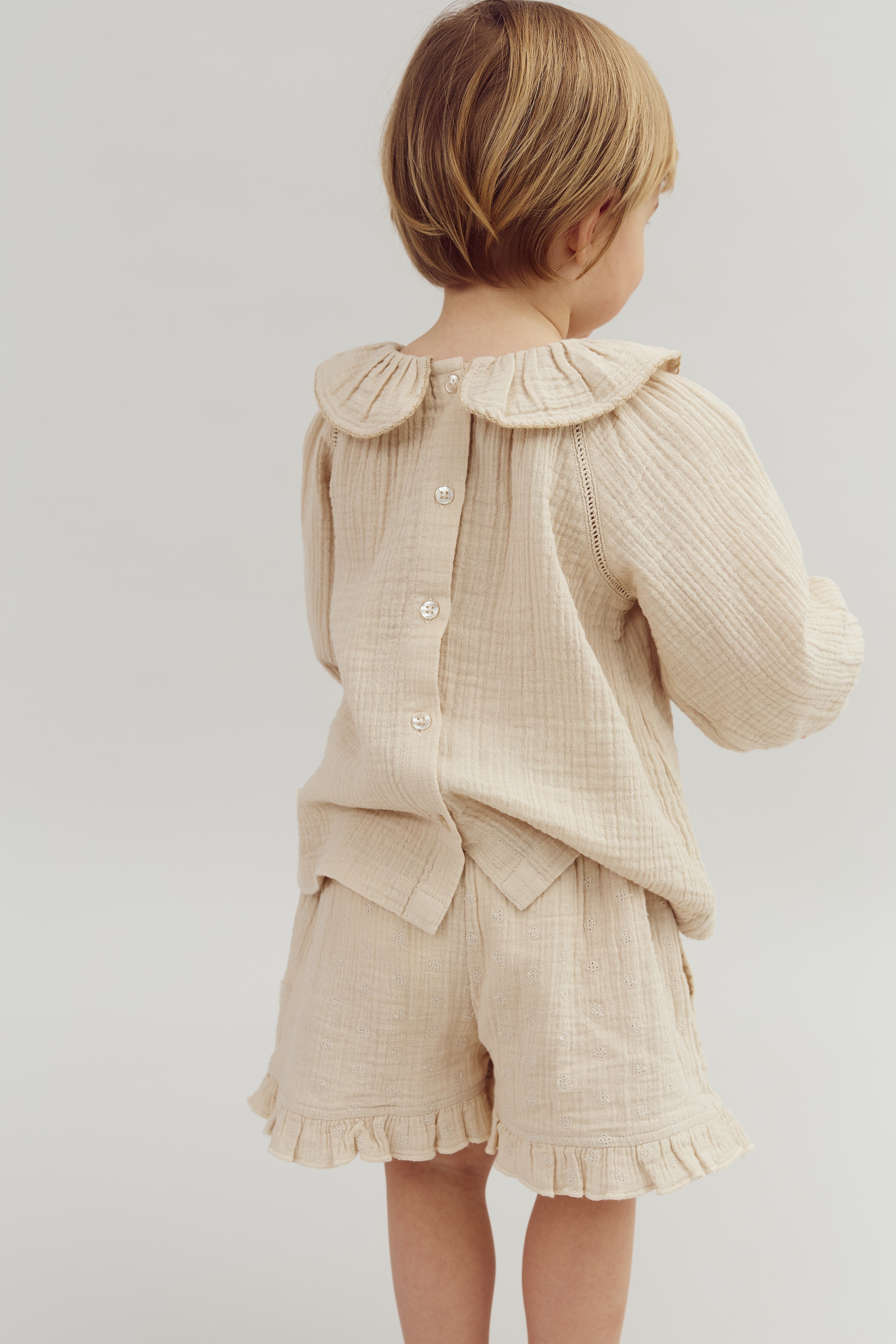 Musselinkragenbluse - Light Beige | 100237 Ella