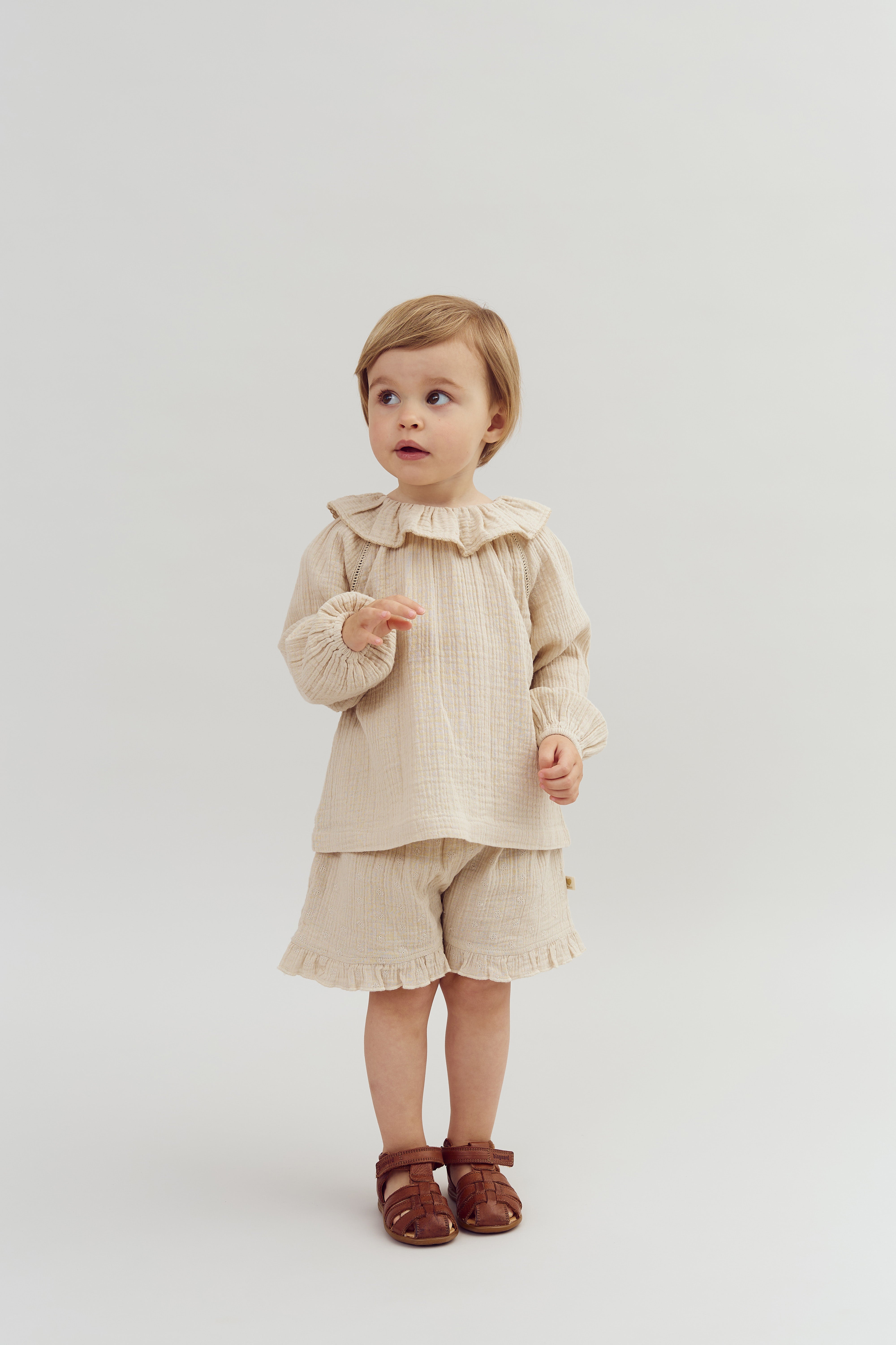 Musselinkragenbluse - Light Beige | 100237 Ella