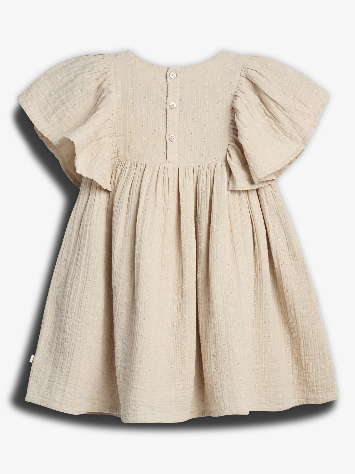 Musselinkleid mit Schmetterlingsärmeln und Stickerei - Light Beige | 100243 Ella