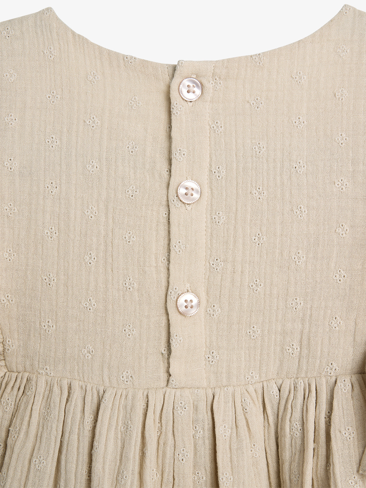 Musselinkleid mit Schmetterlingsärmeln und Stickerei - Light Beige | 100243 Ella