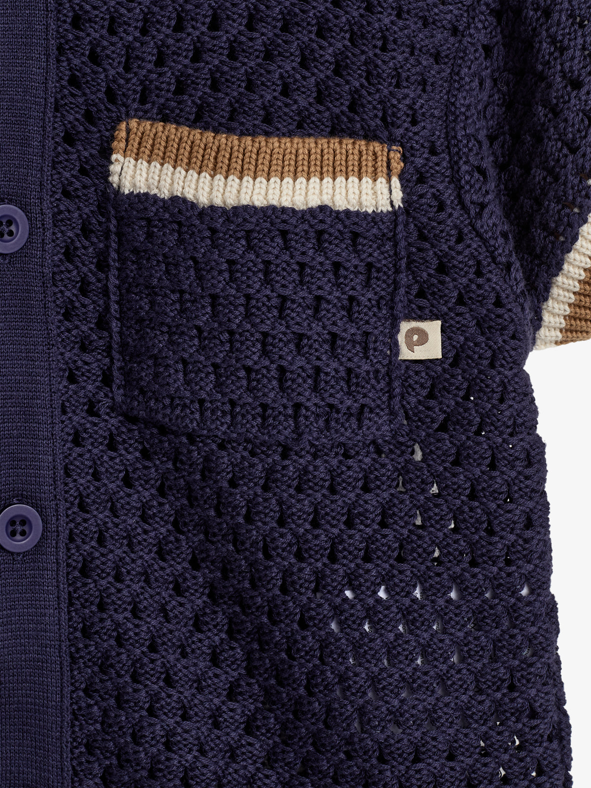 Durchbrochen gestrickte sportliche Jacke - Navy | 100275 Carl