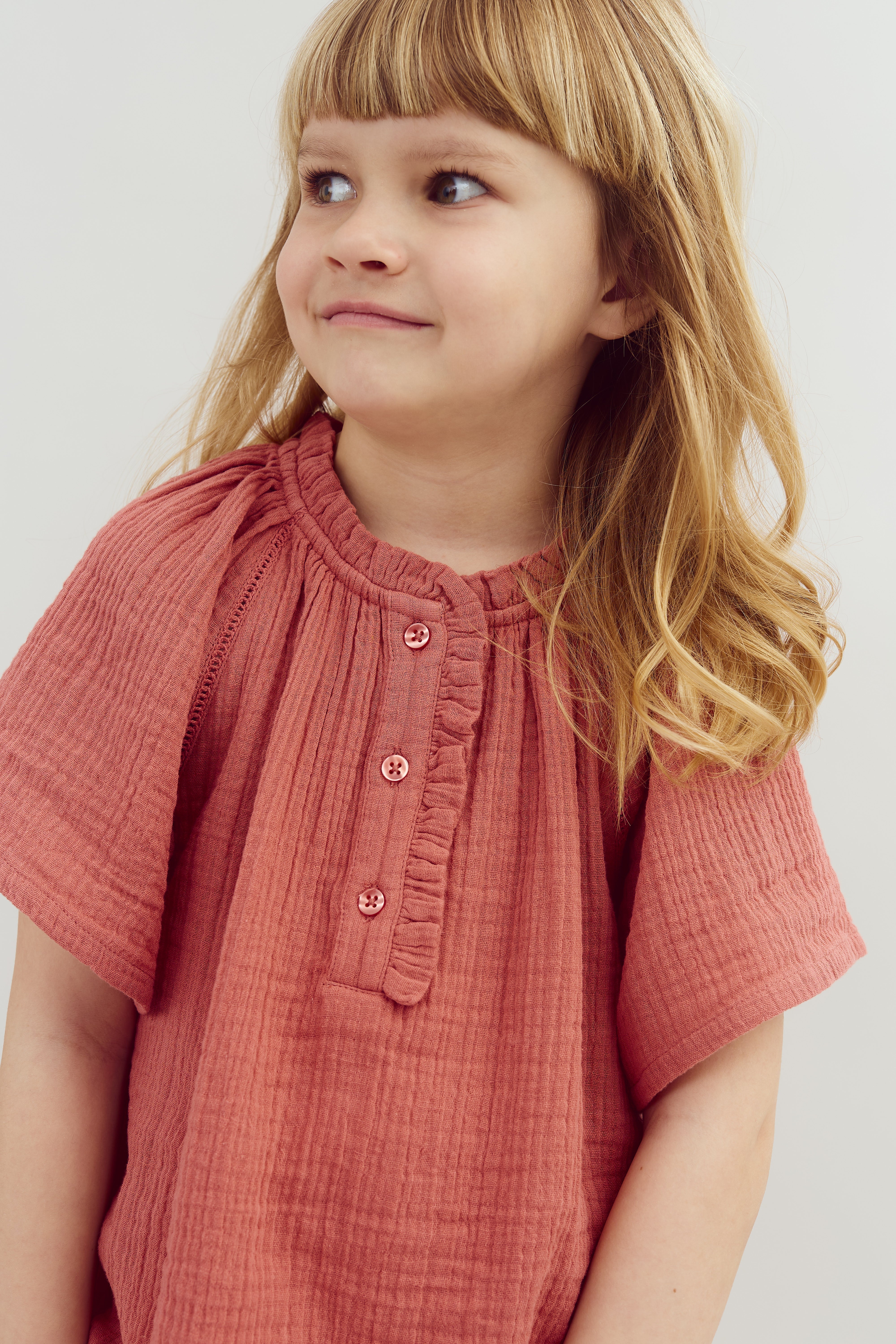 Musselin Bluse mit Knopfleiste - Blush | 100289 Ella