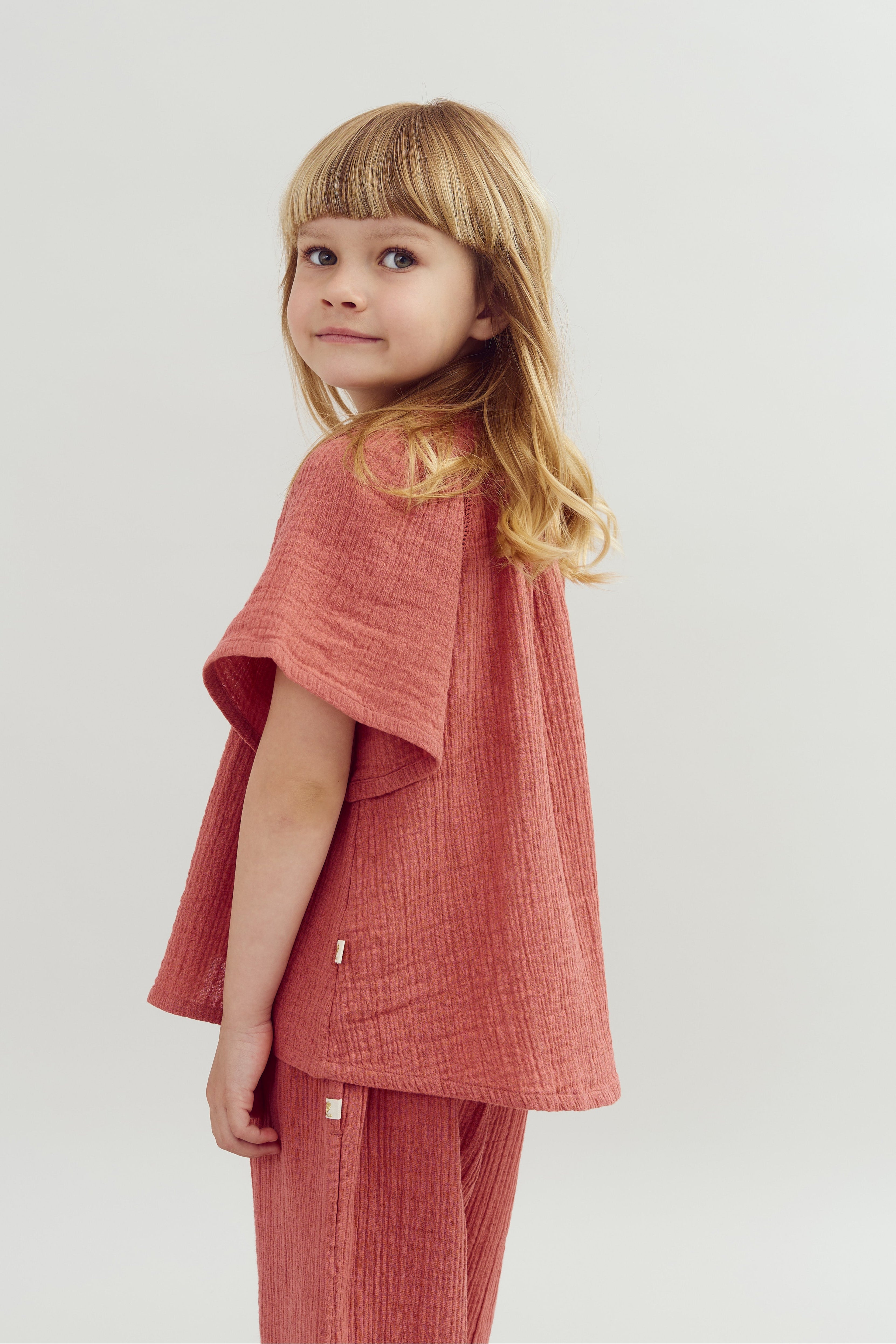 Musselin Bluse mit Knopfleiste - Blush | 100289 Ella