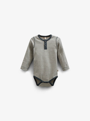 Langärmeliger Baumwoll-Ripp-Body - Kids - Forest Green Stripe | 100558 Manson