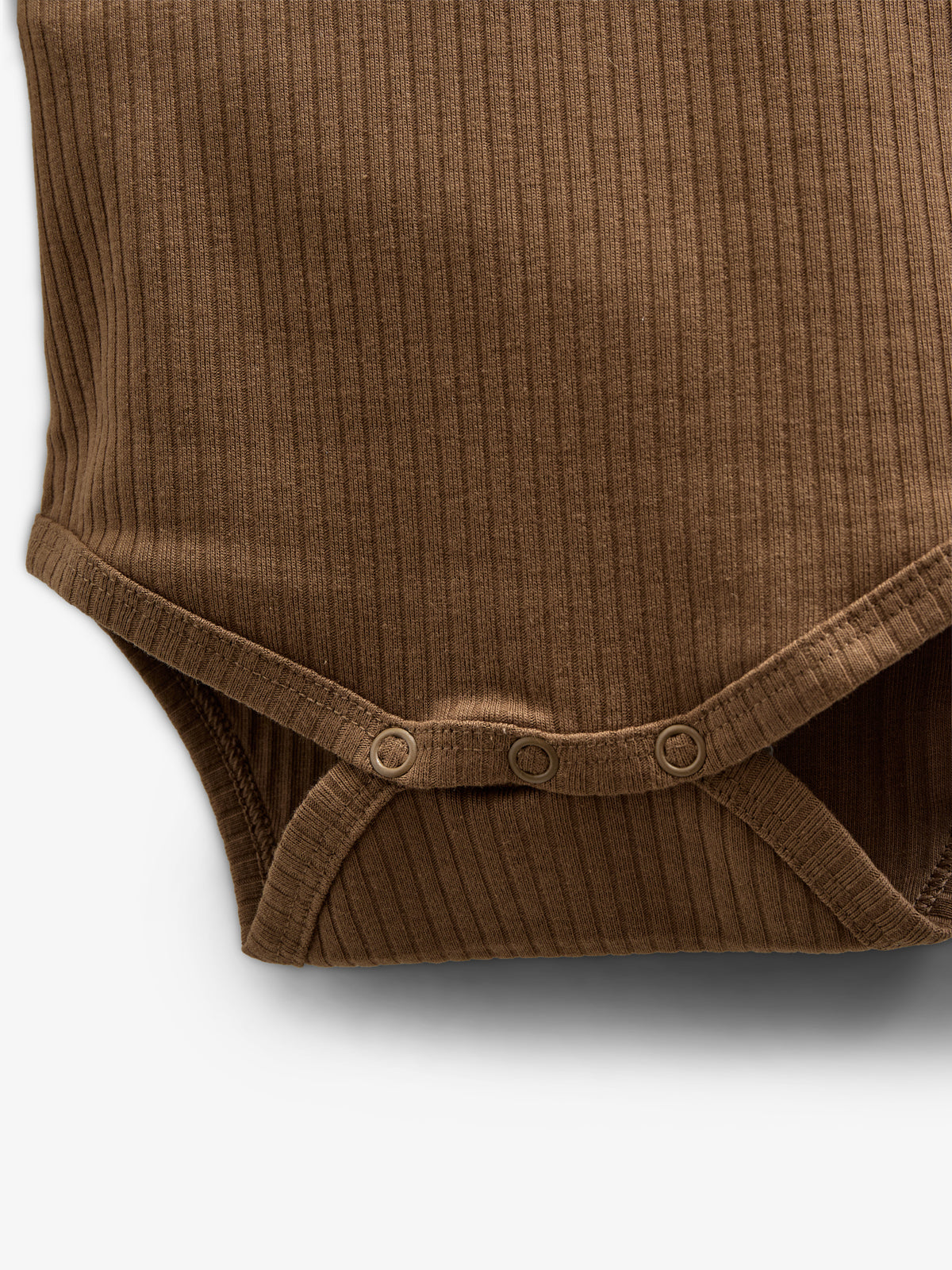 Langärmeliger Baumwoll-Ripp-Body - Kids - Coffee | 100561 Manson