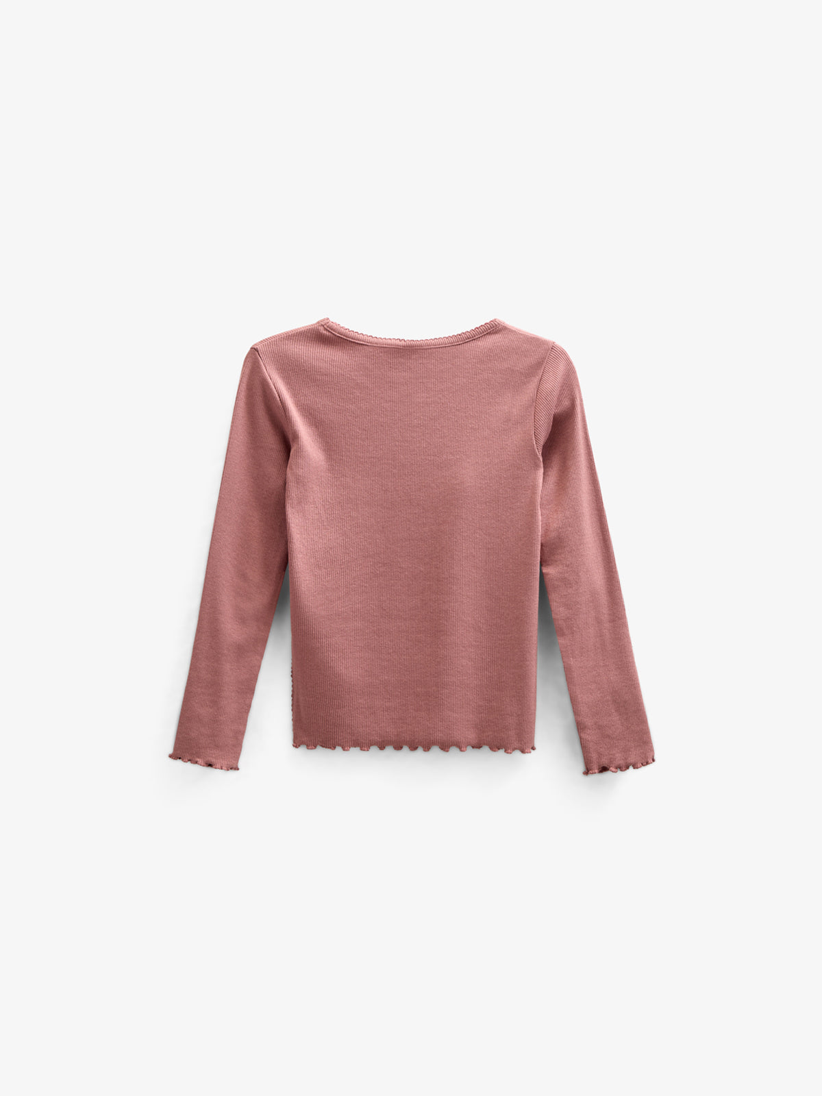 Langärmeliges T-Shirt aus Modalripp mit Picot-Rand - Kids - Old Rose | 100578 Mia