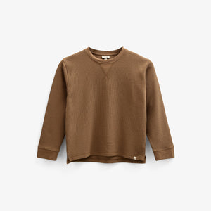 Texturiertes Langarm-T-Shirt - Kids - Coffee | 100705 Malthe