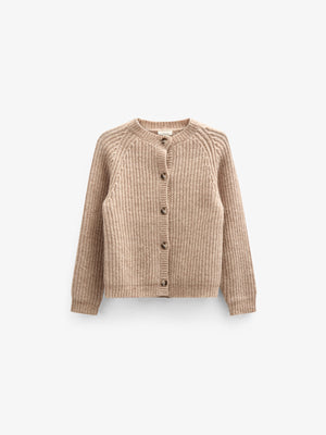 unisex Strickjacke in Wollmischung - Kids - Beige Melange | 100748 Cork