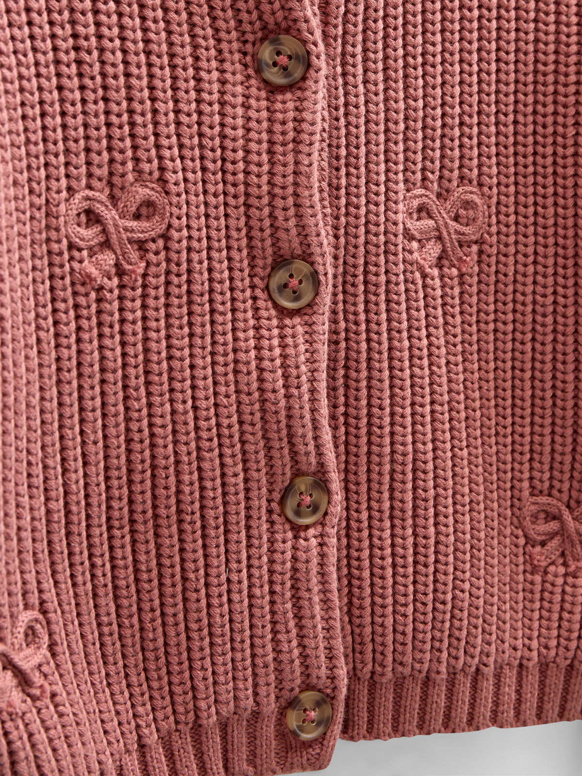 Baumwollstrickjacke mit Schleifen - Tween - Old Rose | 100793 Freya