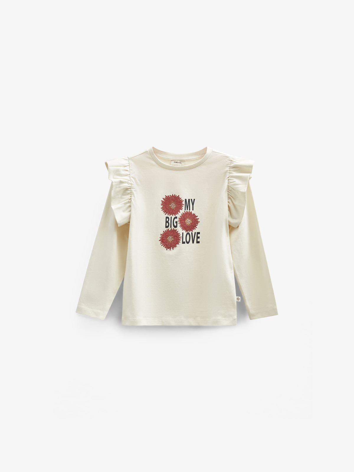 Jersey-Bluse mit Rüschenärmeln und Frontprint - Kids - Off White | 100844 Demi