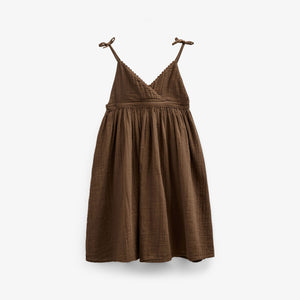 Gaze-Trägerkleid - Tween - Dark Brown | 100910 Jasmine