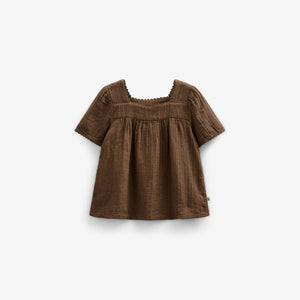 Gauze-Bluse mit Kurzen Ärmeln - Kids - Dark Brown | 100916 Jasmine