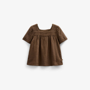 Gauze-Bluse mit Kurzen Ärmeln - Tween - Dark Brown | 100917 Jasmine