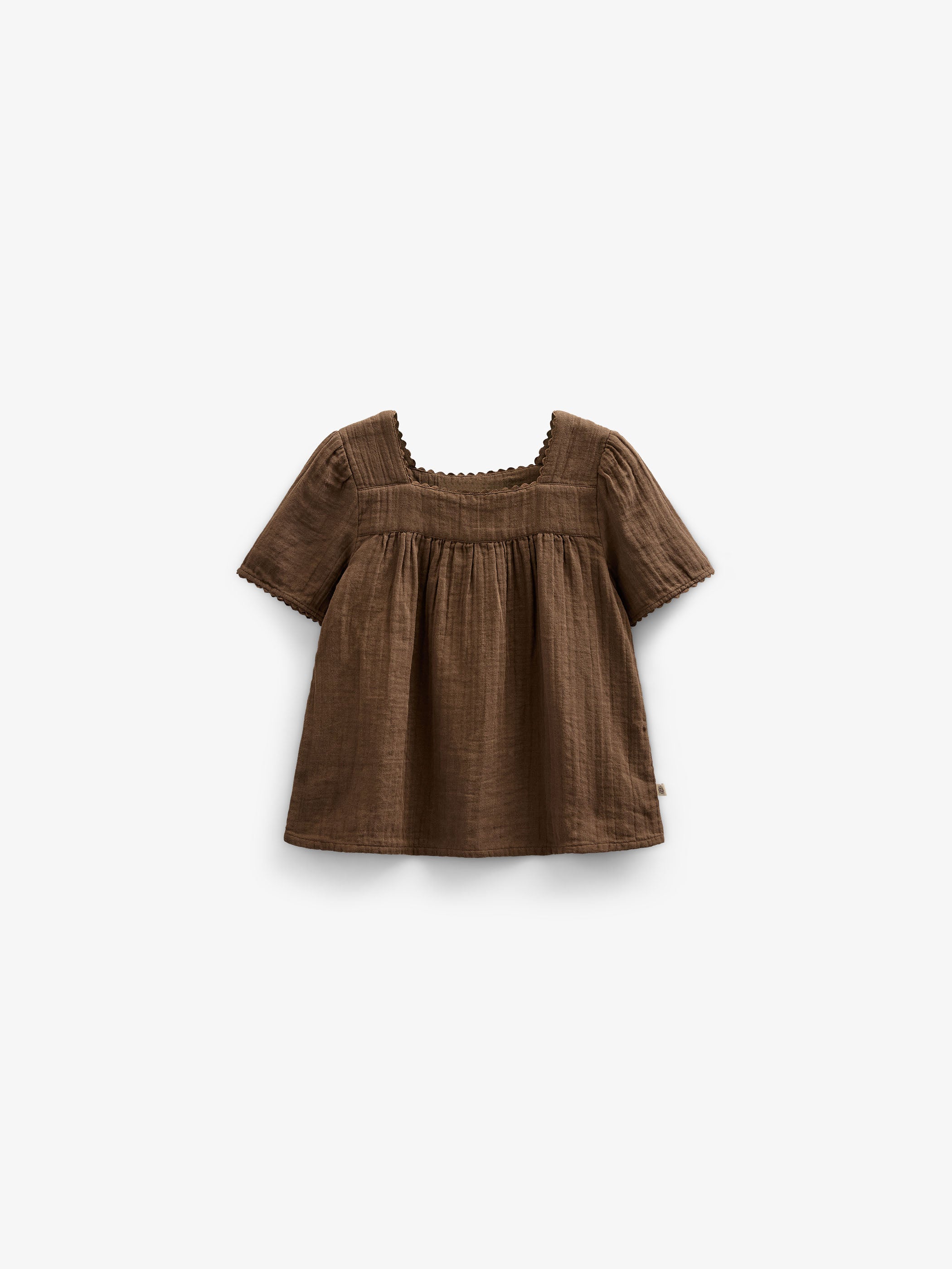 Gauze-Bluse mit Kurzen Ärmeln - Tween - Dark Brown | 100917 Jasmine