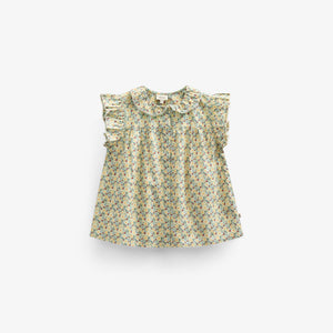 Poplin-Top mit Blumenmuster und Rüsche - Kids - Green | 100950 Poppy