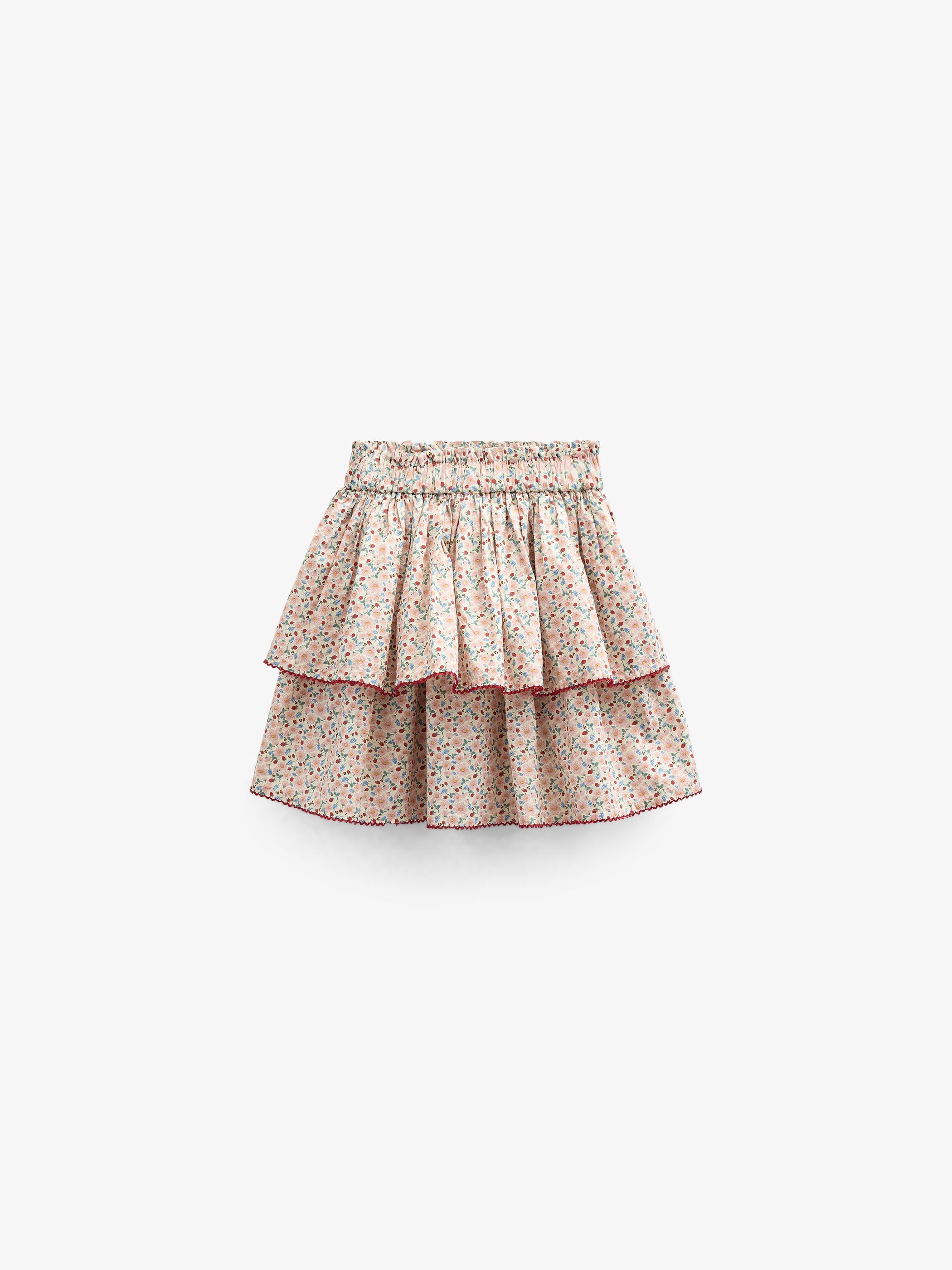 Poplin-Rock mit Blumenmuster und Rüsche - Kids - Rose | 100952 Poppy