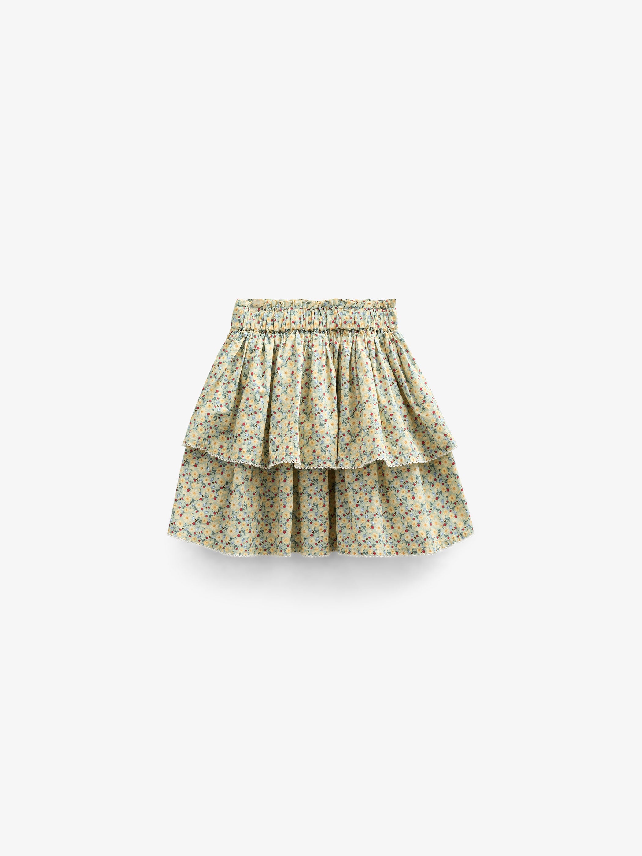 Poplin-Rock mit Blumenmuster und Rüsche - Kids - Green | 100954 Poppy