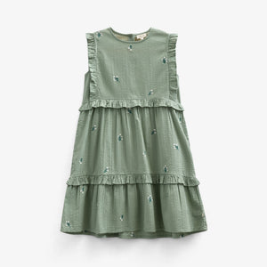 Besticktes Seersucker-Kleid - Tween - Dusty Green | 100977 Nora