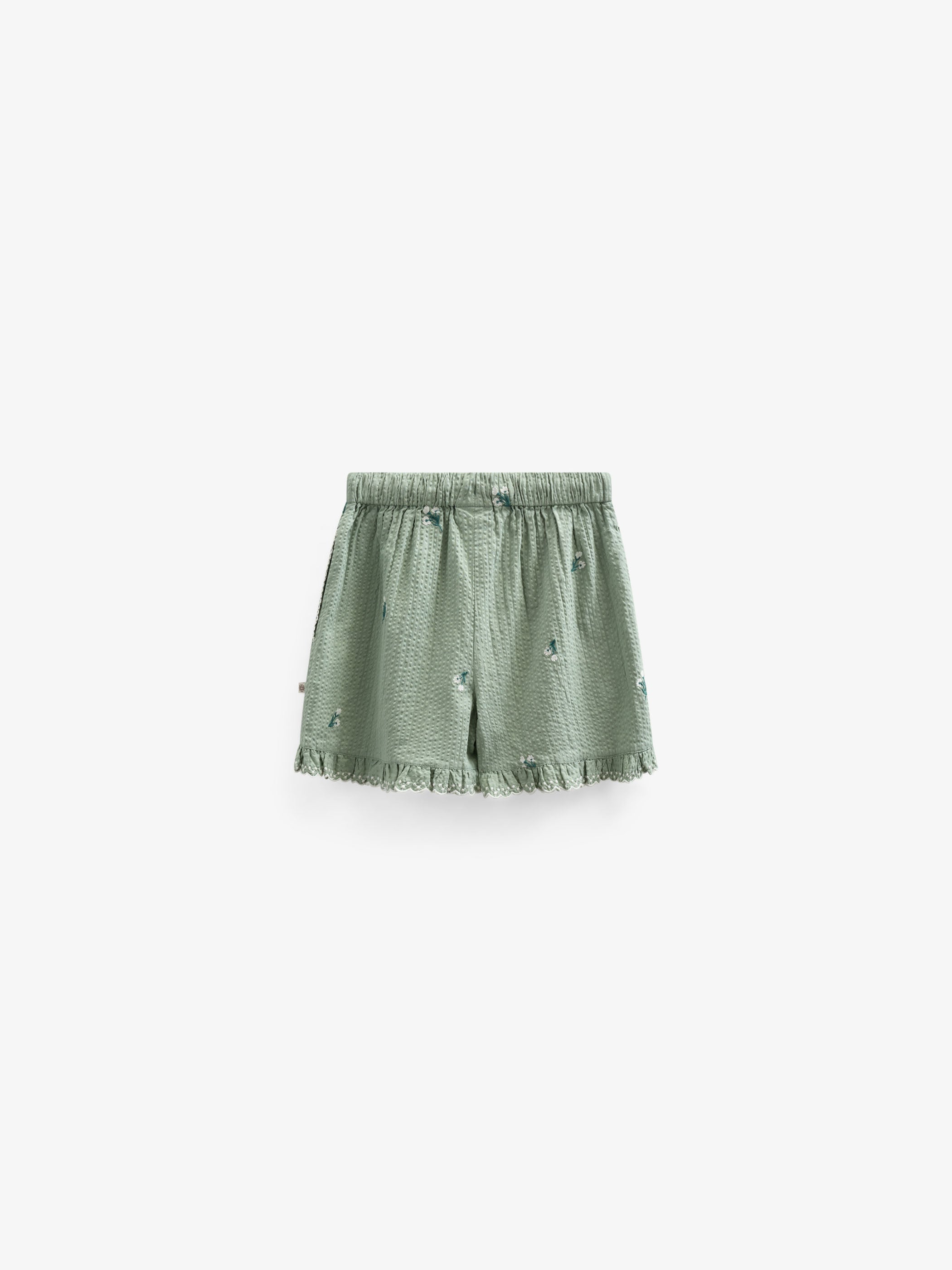 Bestickte Seersucker-Shorts - Tween - Dusty Green | 100985 Nora