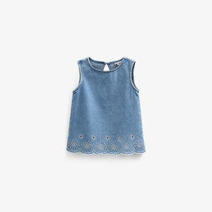 Besticktes Denim-Top - Tween - Light Blue Denim | 101021 Vera