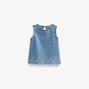 Besticktes Denim-Top - Kids - Light Blue Denim | 101020 Vera