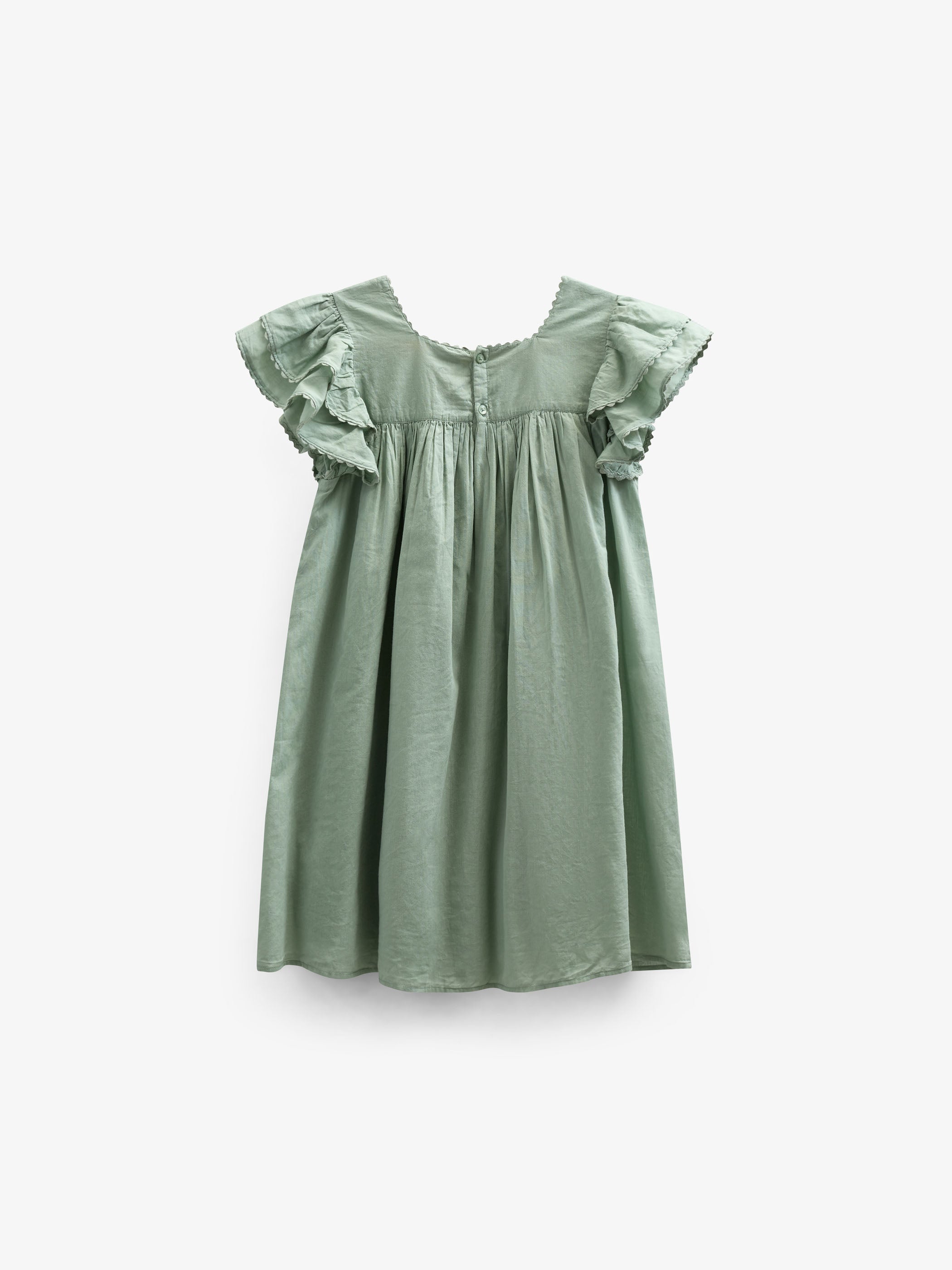 Baumwollkleid mit Zick Zack Rüsche - Kids - Dusty Green | 101035 Alma