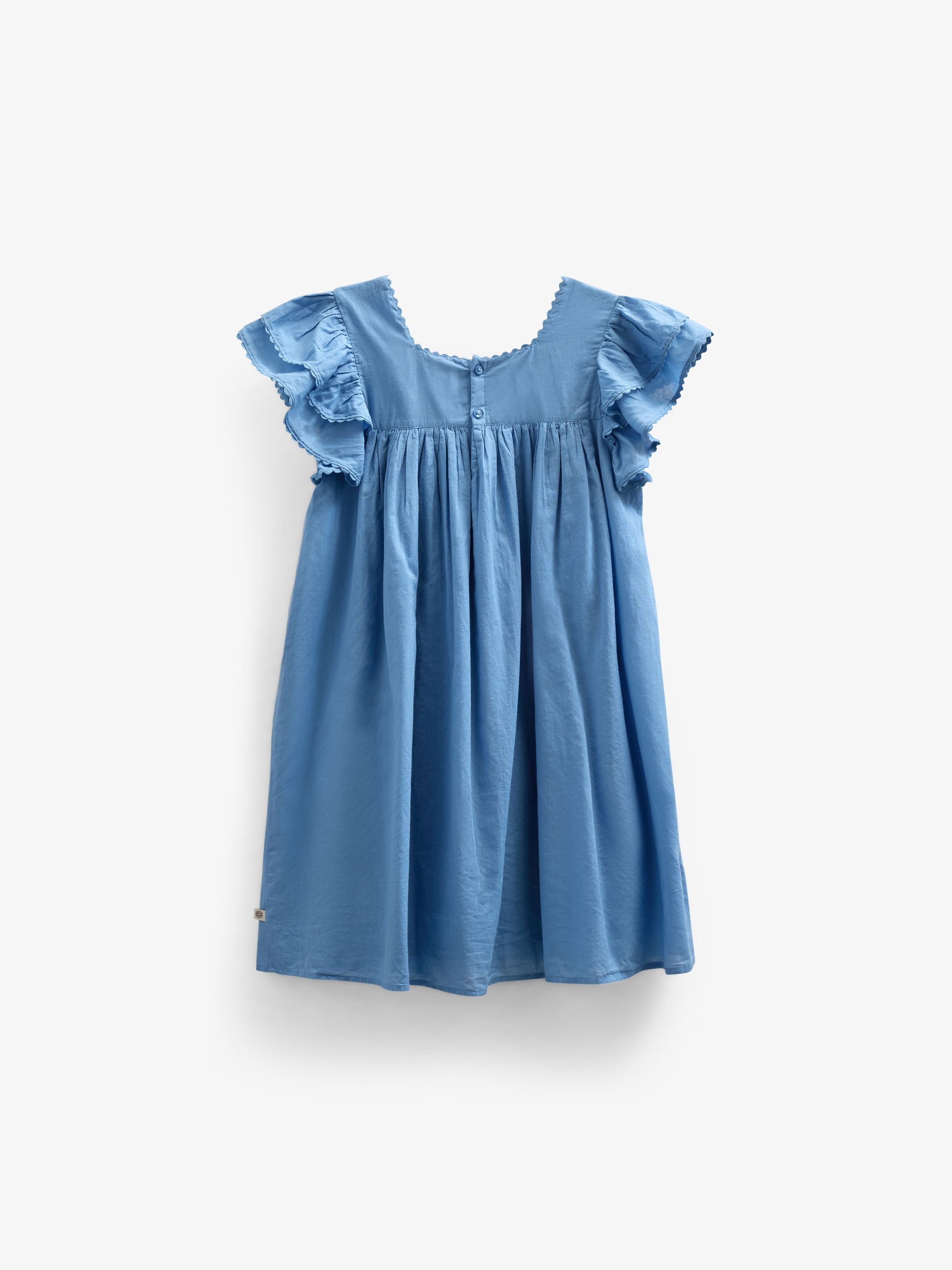 Baumwollkleid mit Zick Zack Rüsche - Kids - Dusty Blue | 101036 Alma