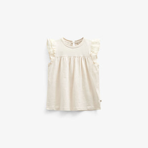 Jerseybluse mit Zick Zack Rüsche - Tween - Offwhite | 101071 Gabriella