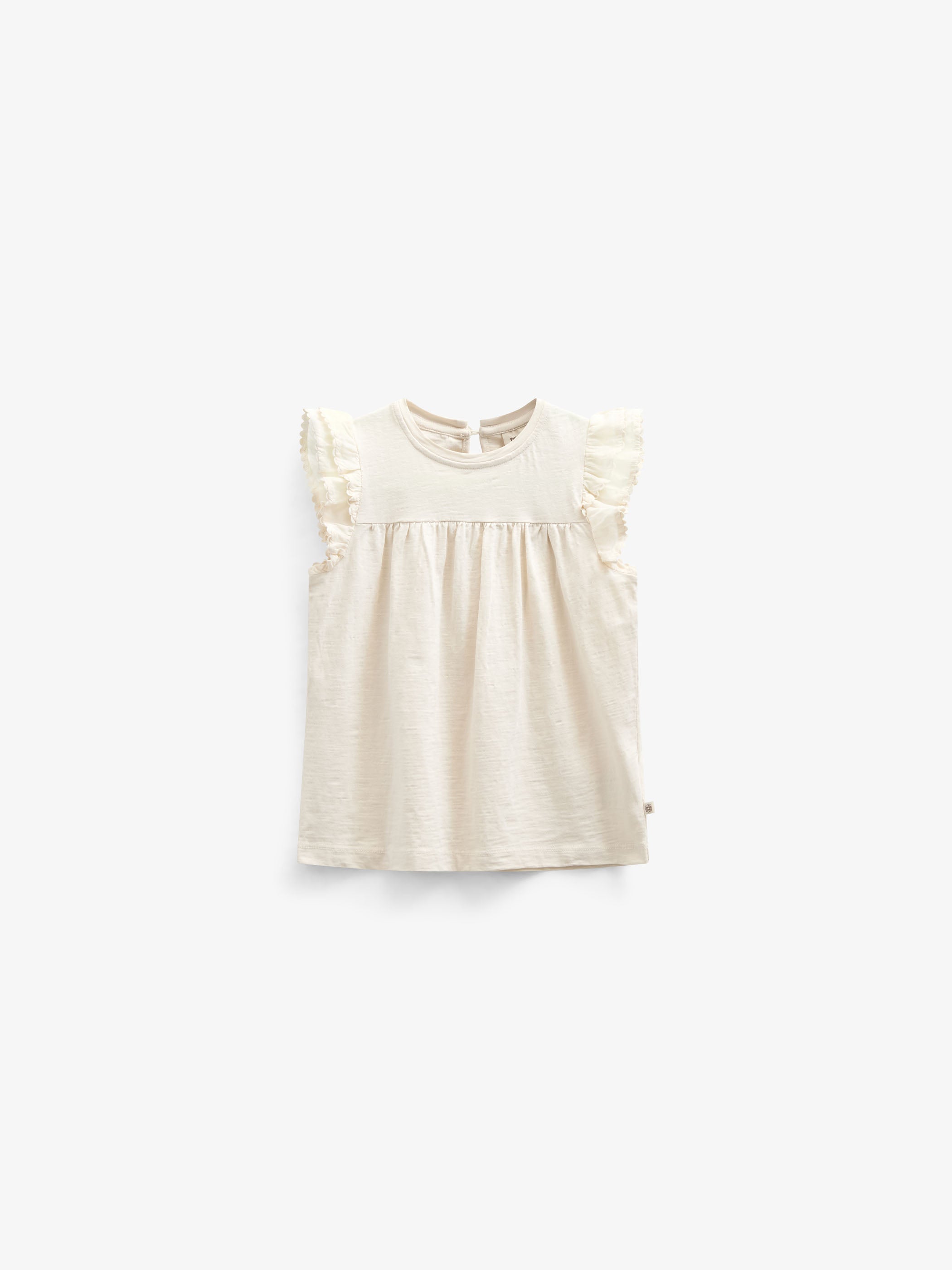 Jerseybluse mit Zick Zack Rüsche - Tween - Offwhite | 101071 Gabriella