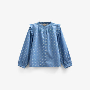 Bedruckte Popeline-Hemdbluse - Kids - Dusty Blue | 101056 Camilla