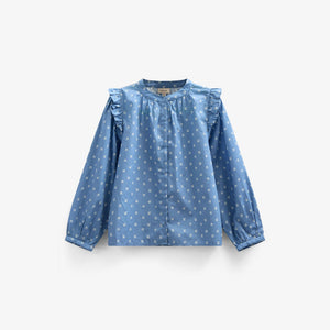 Bedruckte Popeline-Hemdbluse - Kids - Dusty Blue | 101056 Camilla