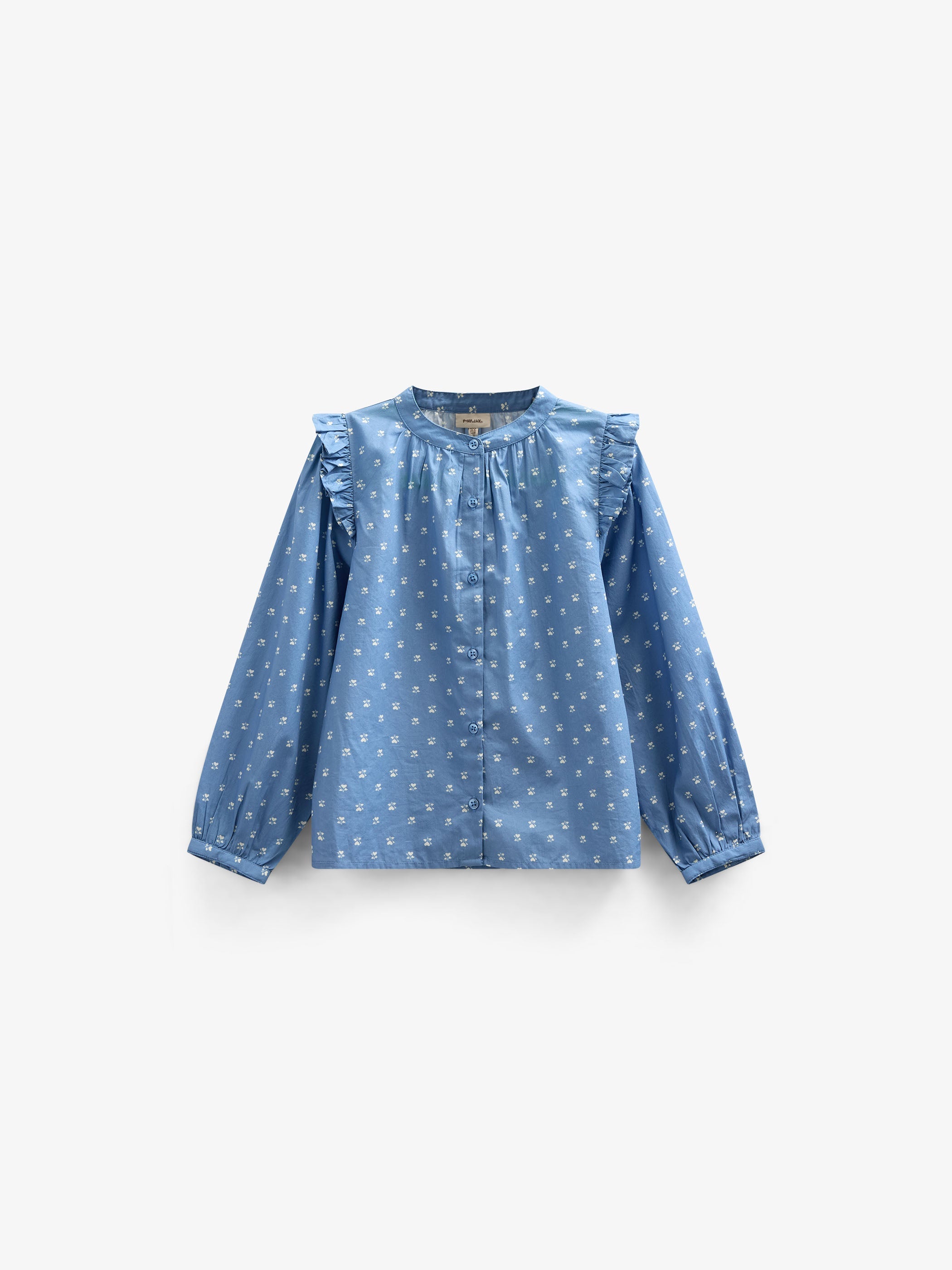 Bedruckte Popeline-Hemdbluse - Kids - Dusty Blue | 101056 Camilla