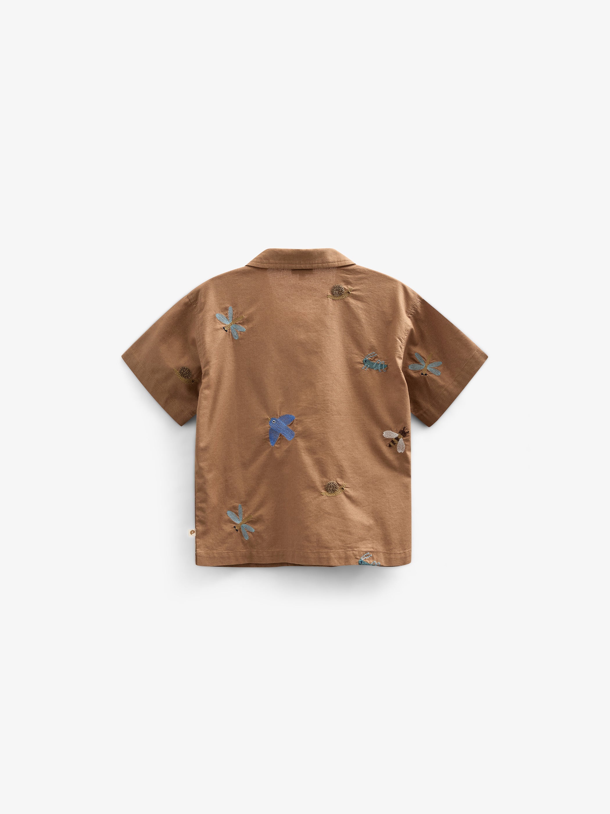 Besticktes Kurzarm-Baumwollhemd - Kids - Coconut | 101062 Erik