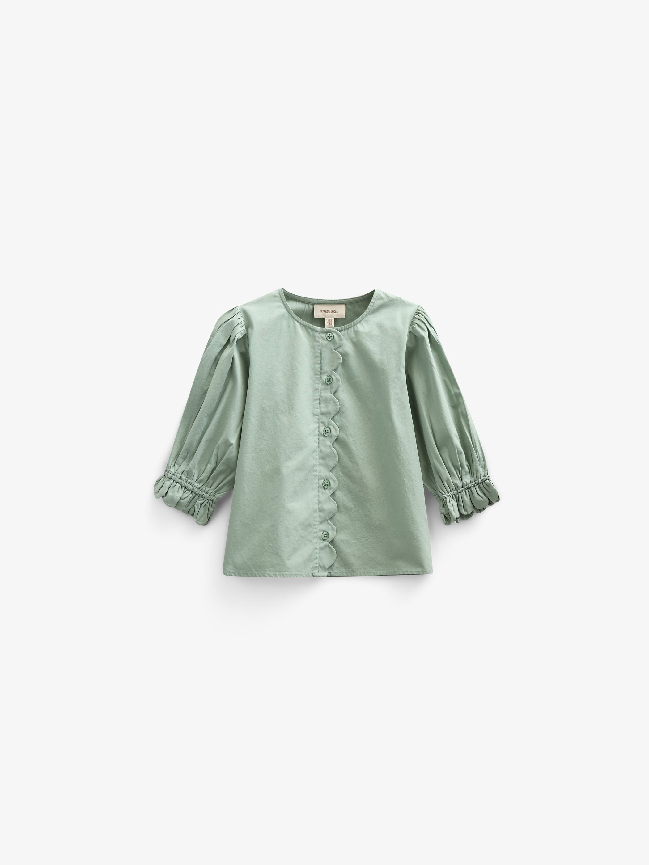 Popelinebluse mit Muschelkante - Kids - Dusty Green | 101047 Joy