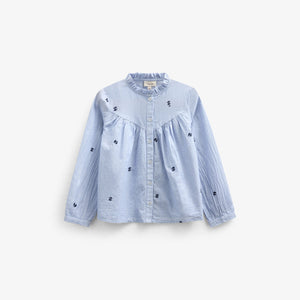 Embroidered Chambrey Shirt - Kids - Light Blue | 101058 Rose