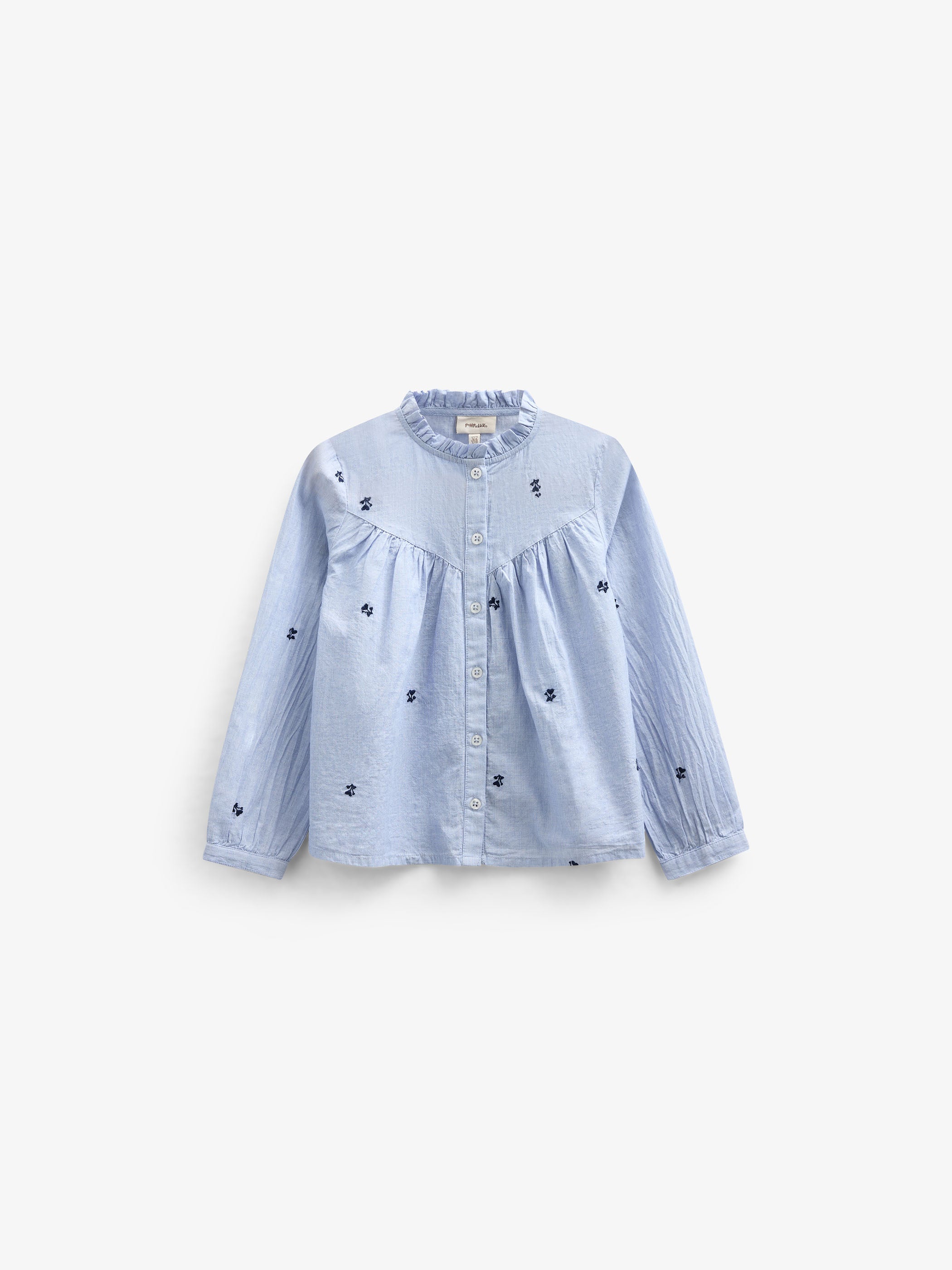 Embroidered Chambrey Shirt - Kids - Light Blue | 101058 Rose