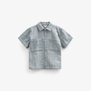 Jacquard Denim Kurzarmhemdjacke - Tween - Blue Denim | 101093 Kyle