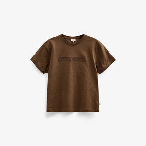 Slub-Jersey Stickerei T-Shirt - Kids - Dark Brown | 101157 Villum