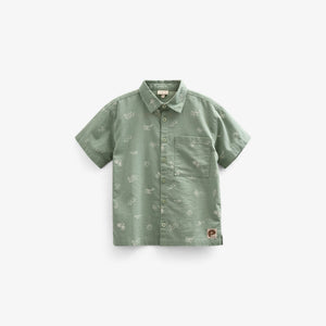 Bedrucktes Leinenmix Hemd - Kids - Dusty Green | 101165 William