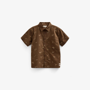 Bedrucktes Leinenmix Hemd - Kids - Dark Brown | 101167 William