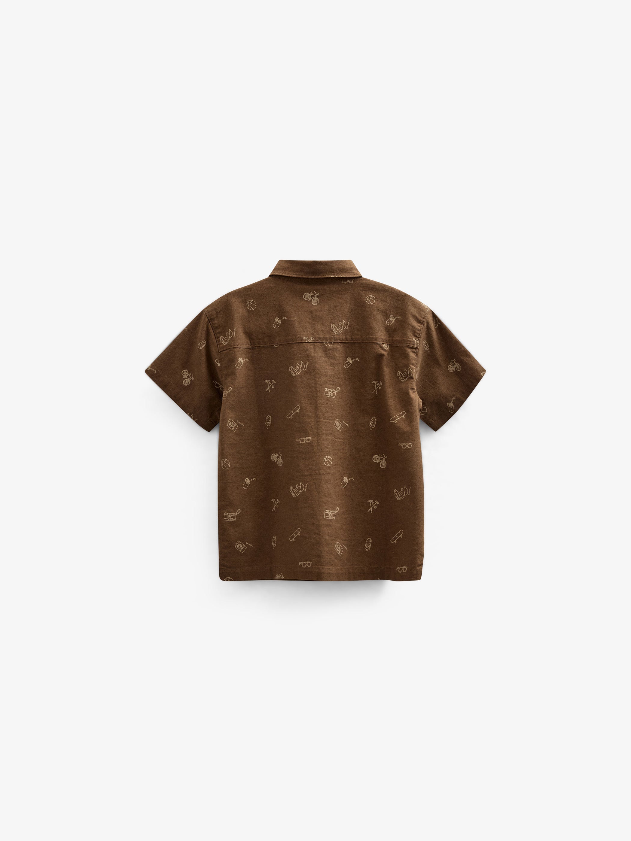 Bedrucktes Leinenmix Hemd - Kids - Dark Brown | 101167 William