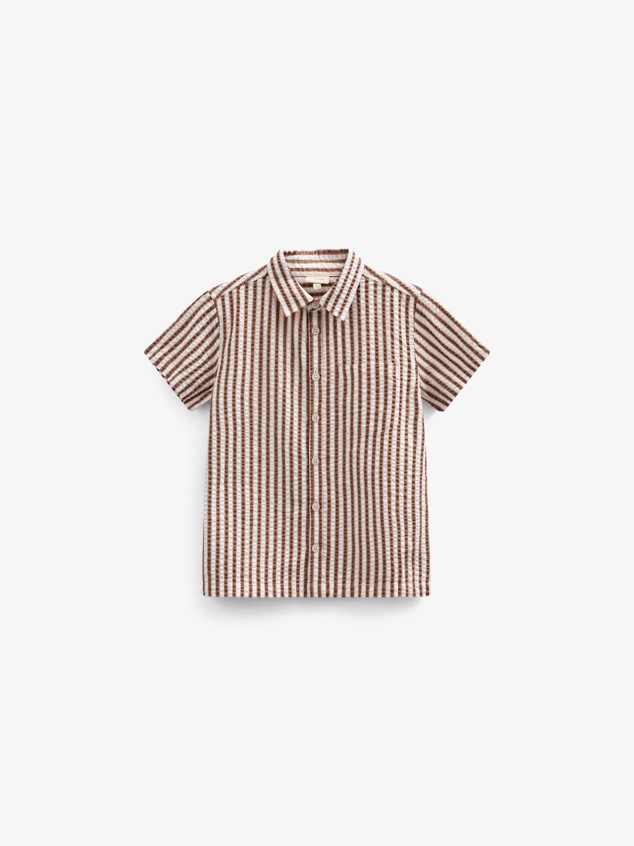 Gestreiftes Seersucker-Hemd - Kids - Brown | 101185 Frank