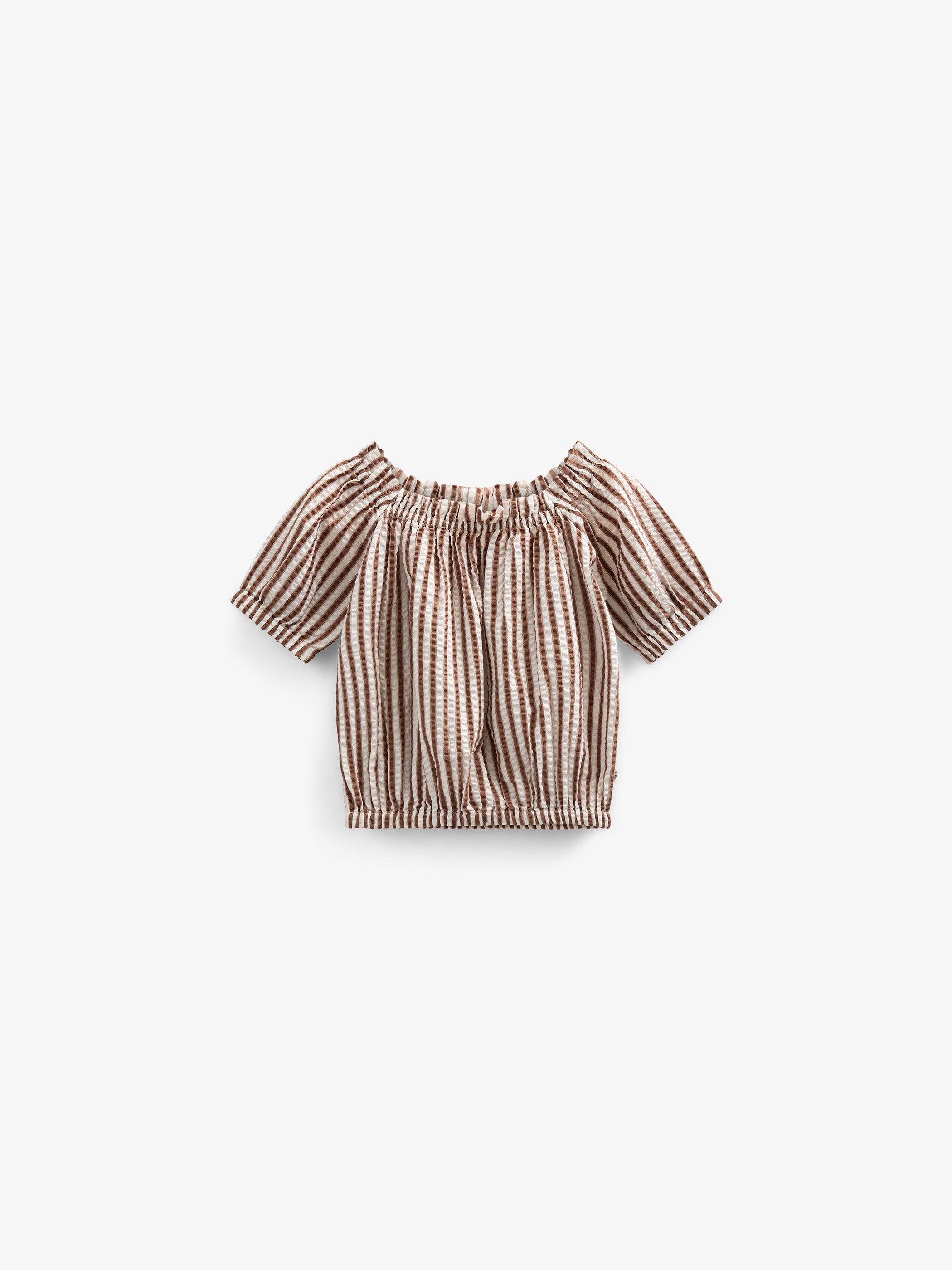 Gestreifte Seersucker-Top - Kids - Brown | 101191 Nadia