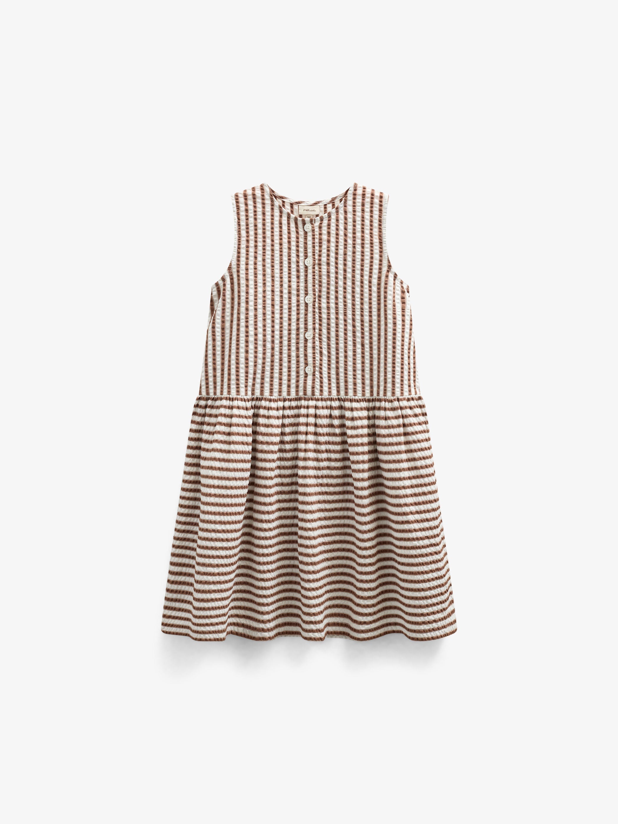Gestreiftes Seersucker-Kleid - Kids - Brown | 101195 Nadia