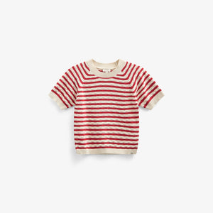 Gestreifter Kurzarm-Baumwollstrick - Tween - Cherry Red Stripe | 101240 Martha