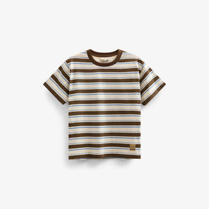 Retro Striped T-shirt - Kids - Dark Brown | 101273 Steven